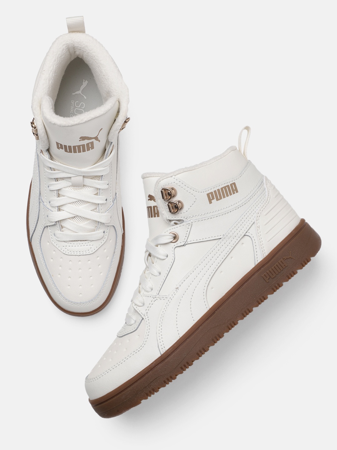 

Puma Unisex Perforated Leather Sneakers, Off white