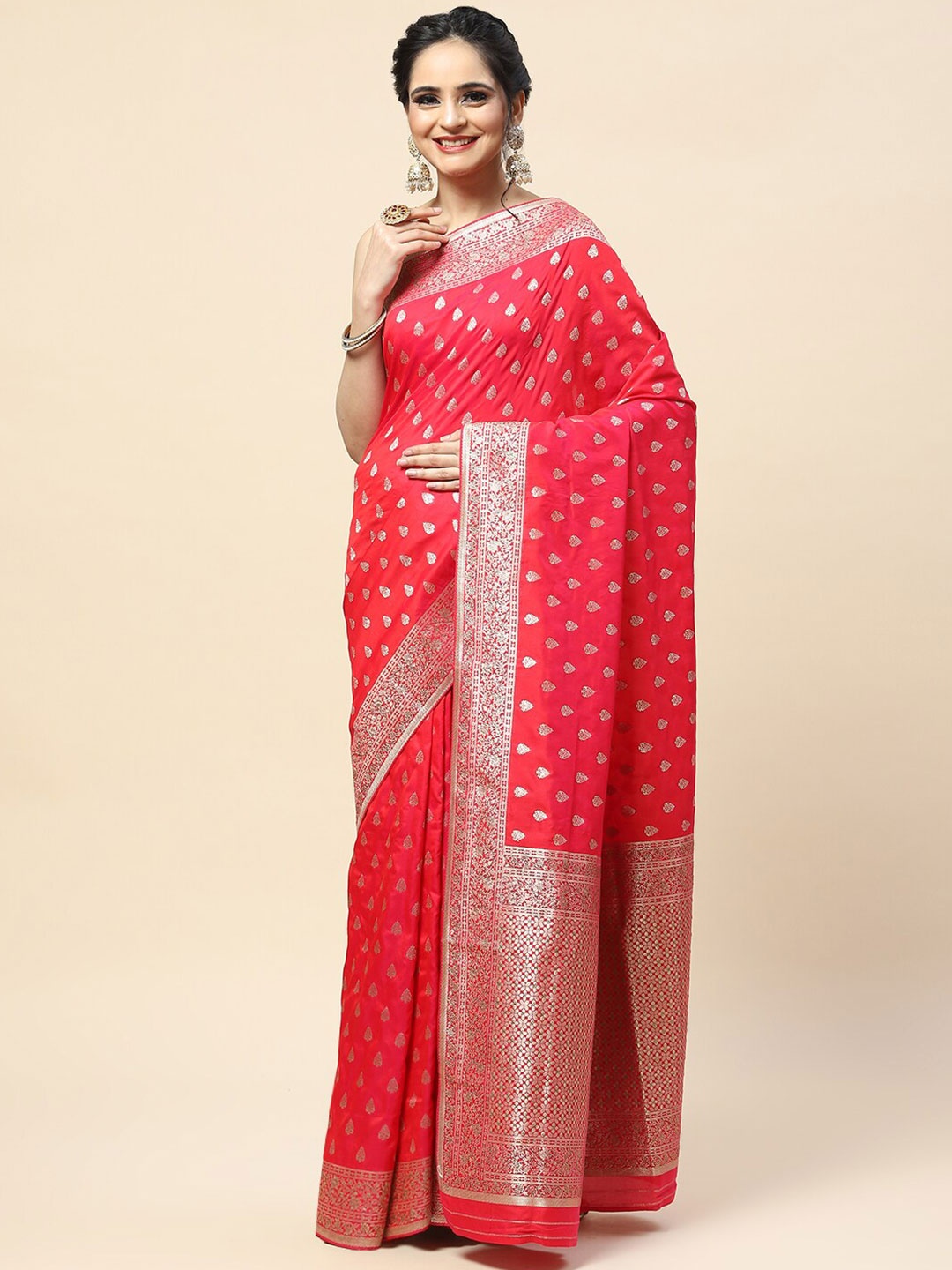 

Meena Bazaar Woven Design Zari Banarasi Saree, Fuchsia