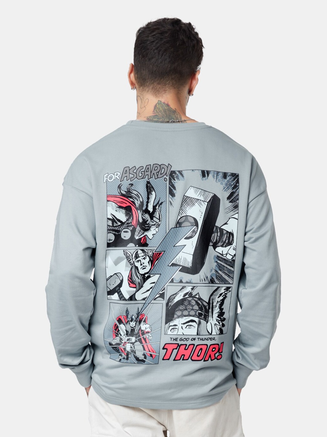 

The Souled Store Men Printed Oversize Fit Oversized T-Shirt, Grey