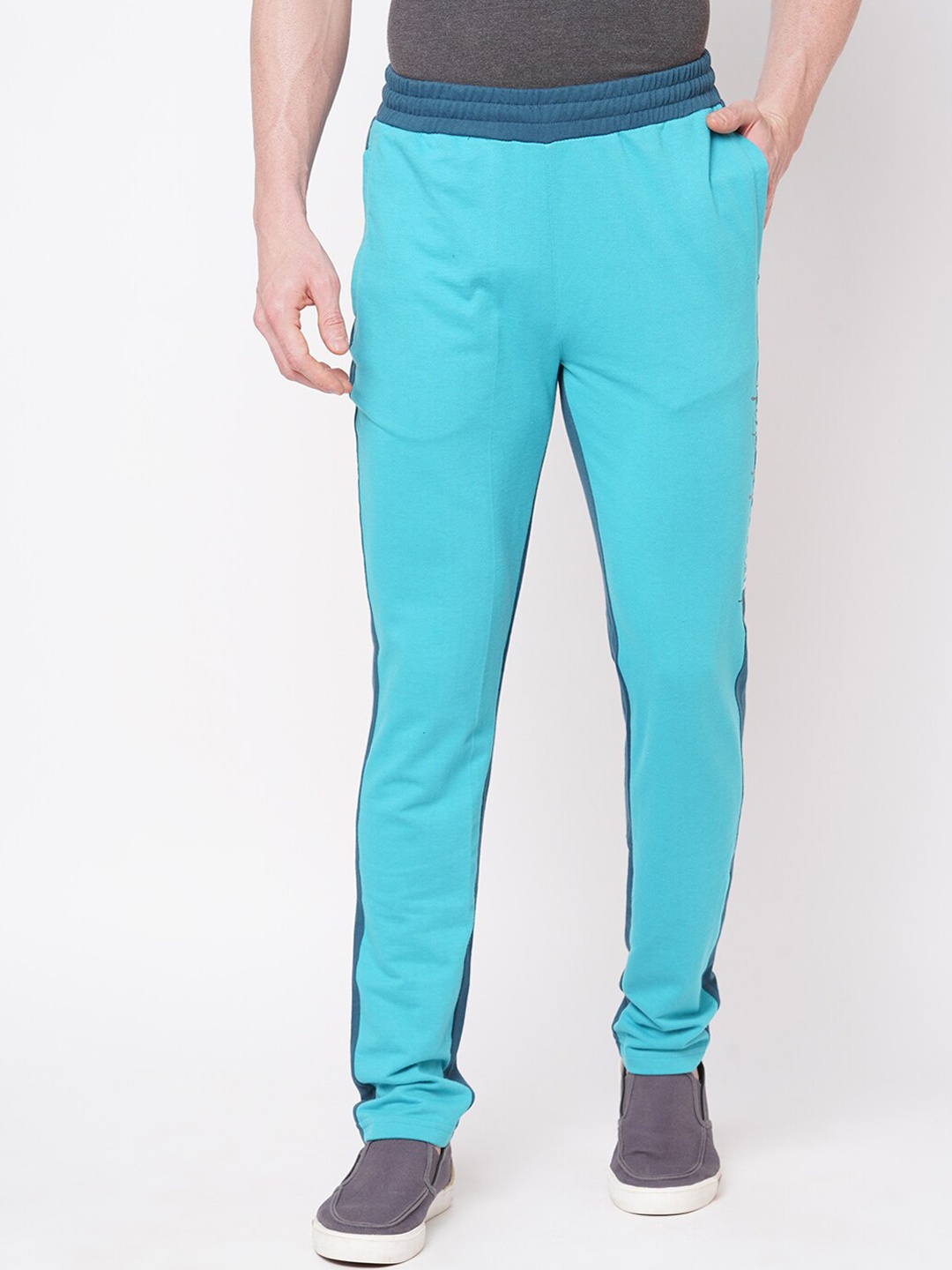 

FiTZ Men Slim Fit Mid Rise Track Pant, Blue
