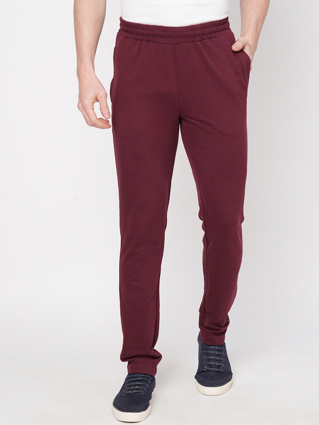 

FiTZ Men Printed Slim Fit Track Pants, Maroon