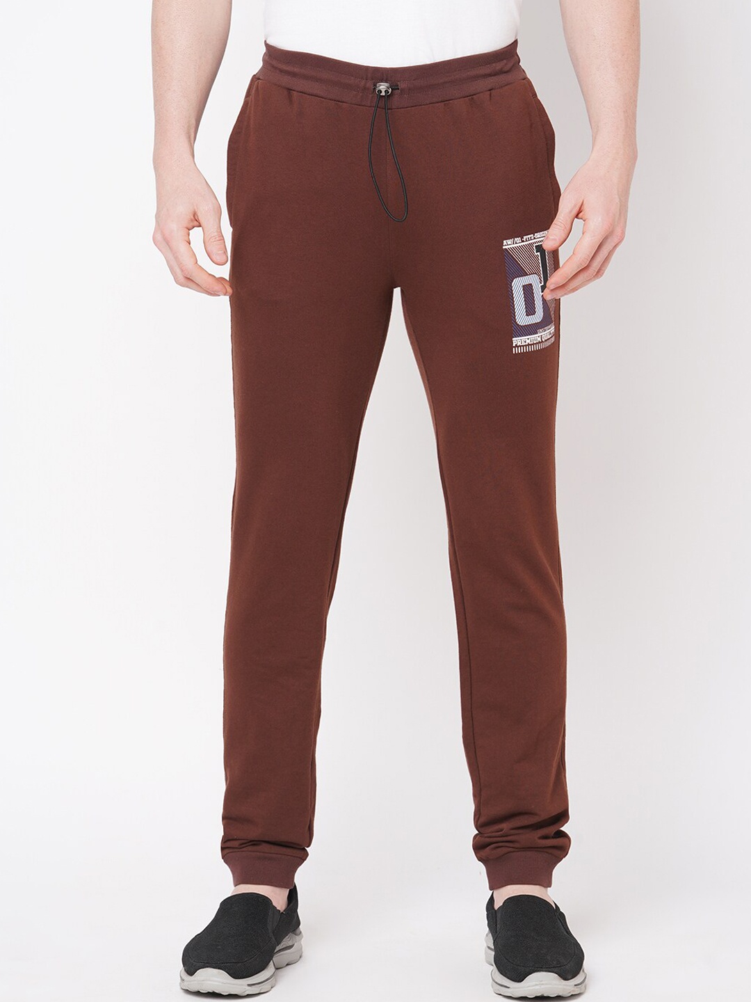 

FiTZ Men Printed Slim Fit Joggers, Brown