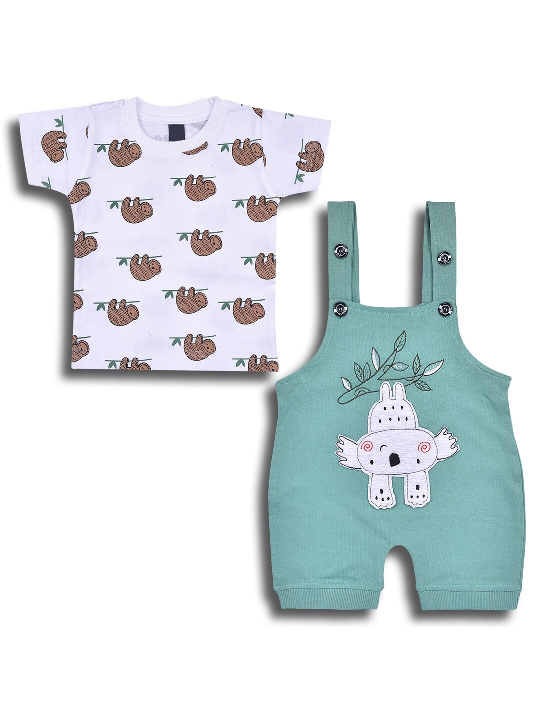 

Wish Karo Infants Boys Dungaree With Printed T-shirt, Green