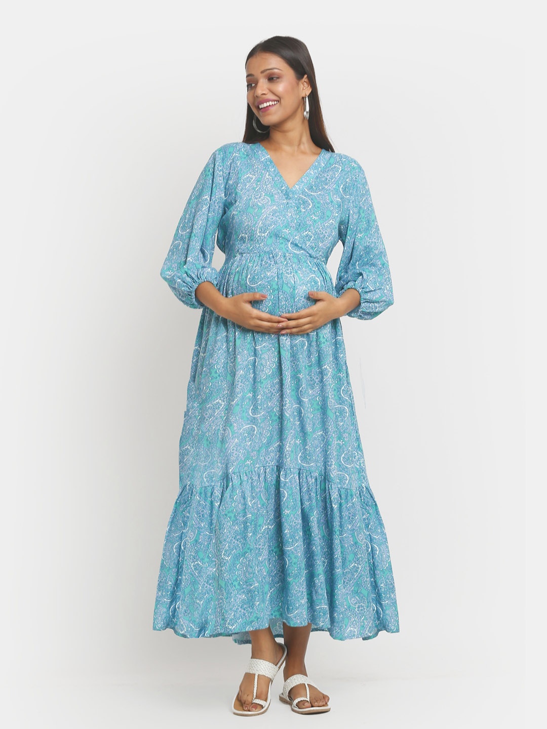 

Mylo Maternity A-Line Dress with Zipper, Green