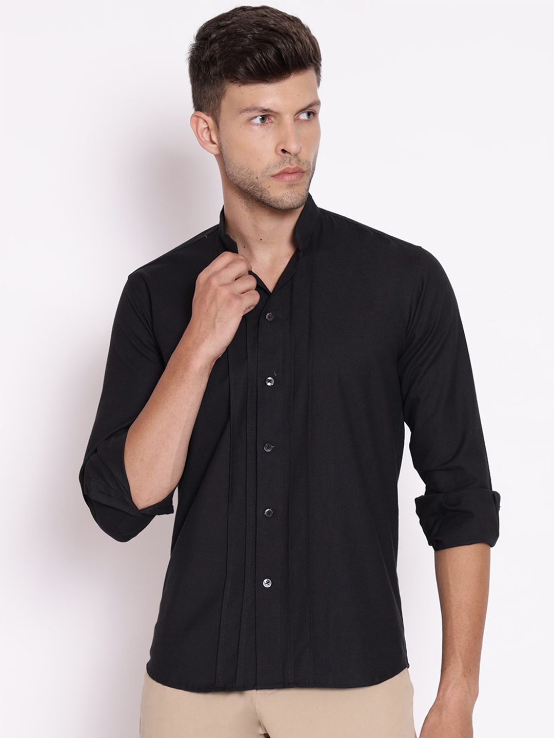 

Shurtz N Skurtz Men Straight Casual Cotton Shirt, Black