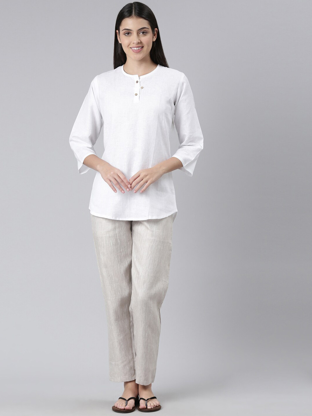 

Ecentric Women Organic Cotton Sustainable Tunic with Trousers Co-Ords, White