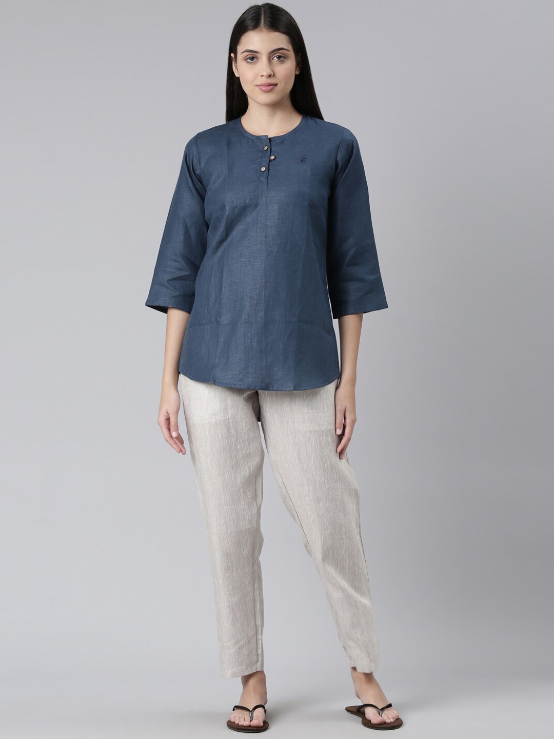 

Ecentric Women Organic Cotton Sustainable Tunic with Trousers Co-Ords, Navy blue