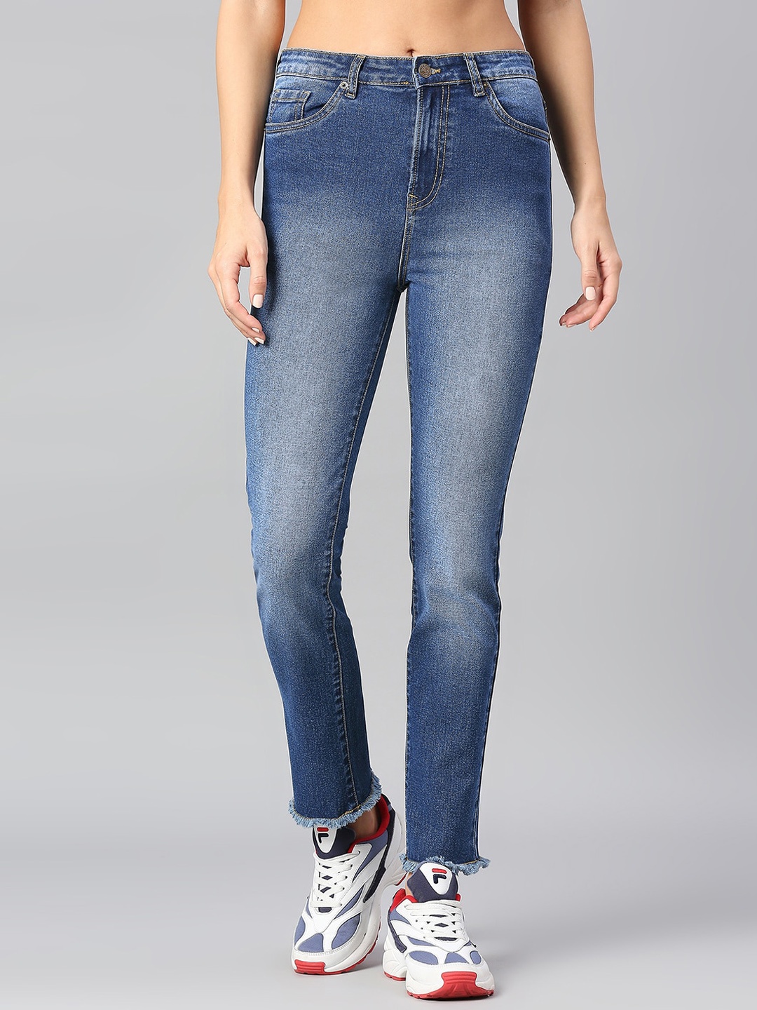 

TARAMA Women Slim Straight Fit High-Rise Jeans, Blue