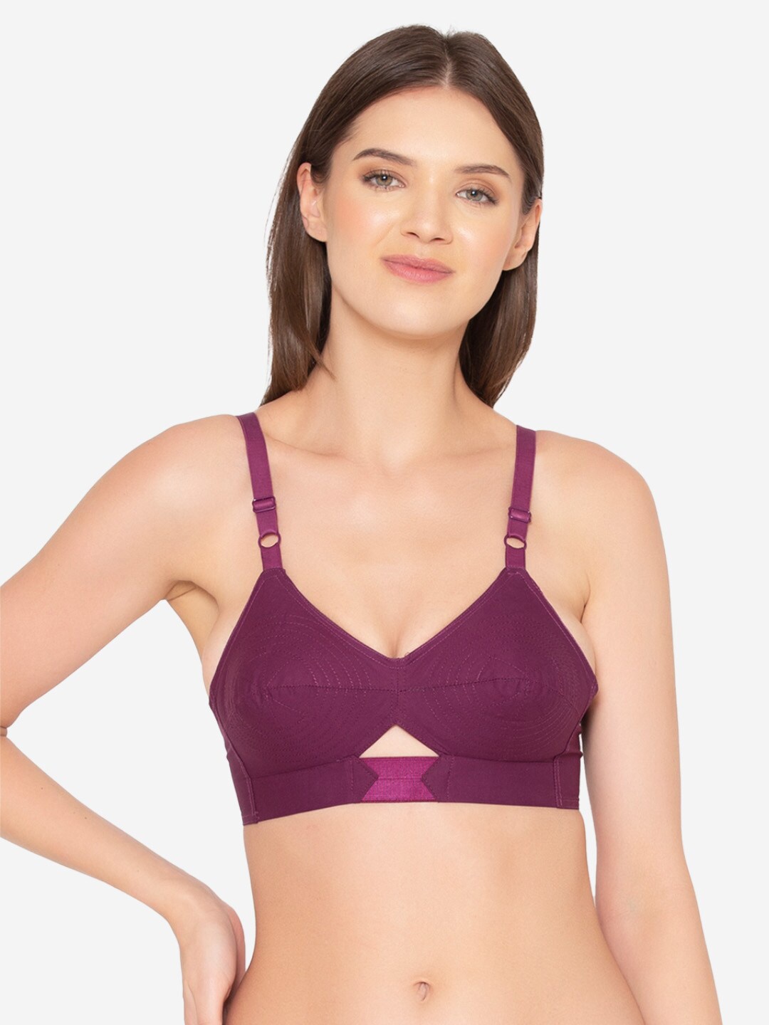 

GROVERSONS Paris Beauty Solid Organic Cotton Non-Padded Bra, Purple