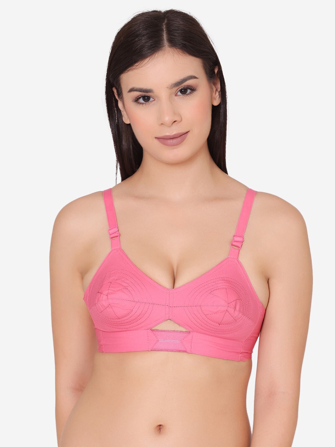 

GROVERSONS Paris Beauty Solid Organic Cotton Non-Padded Bra, Pink