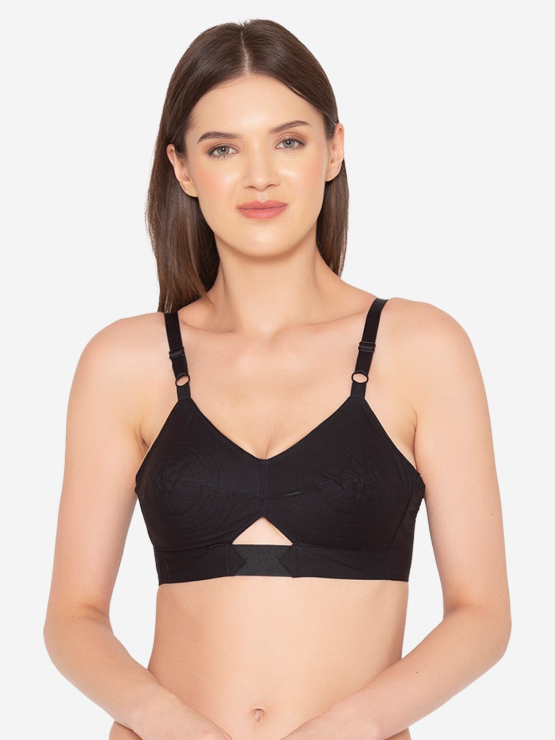 

GROVERSONS Paris Beauty Solid Organic Cotton Non-Padded Bra, Black