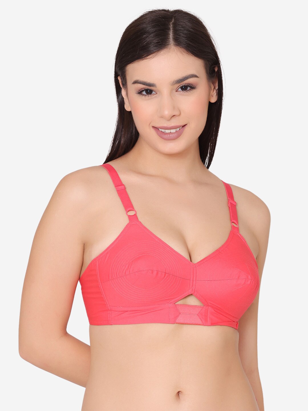 

GROVERSONS Paris Beauty Solid Organic Cotton Non-Padded Bra, Coral
