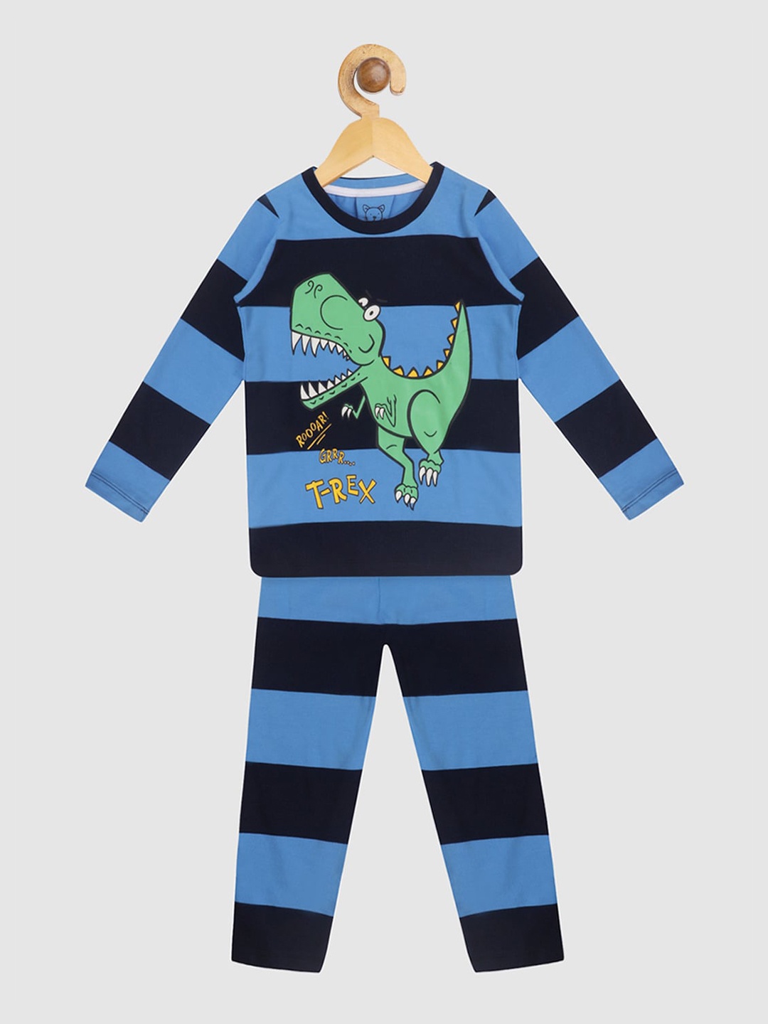 

Lazy Shark Boys Striped Night suit, Blue