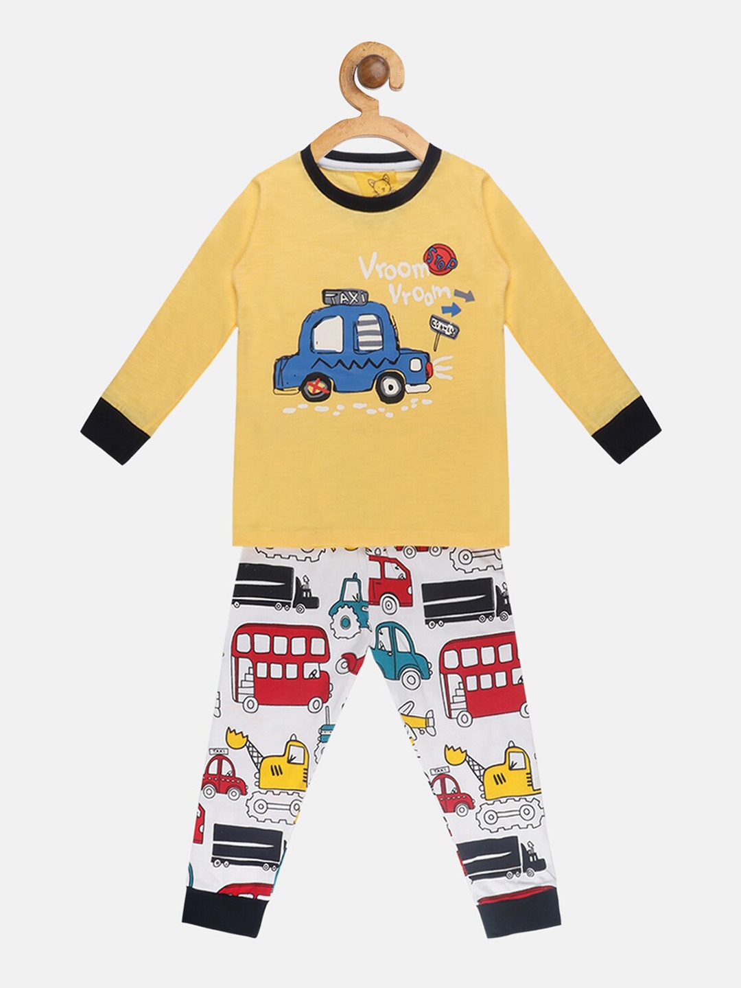 

Lazy Shark Boys Graphic Printed Night suit, Yellow