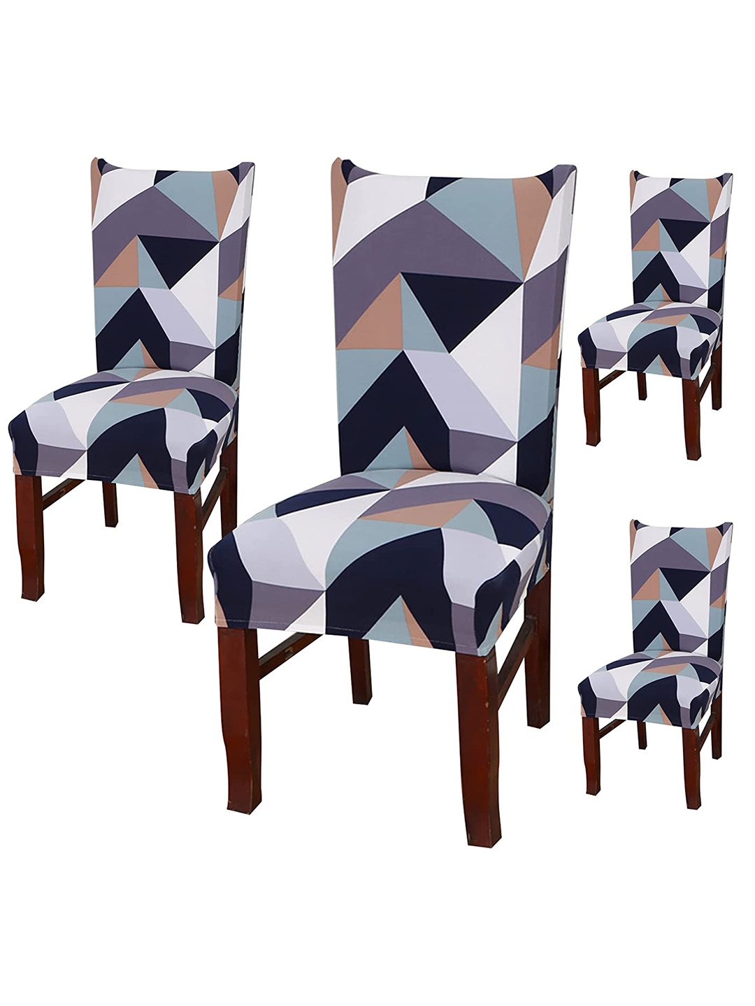 

HOUSE OF QUIRK Lavender & Black Set Of 4 Geometric Printed Removable Chair Covers