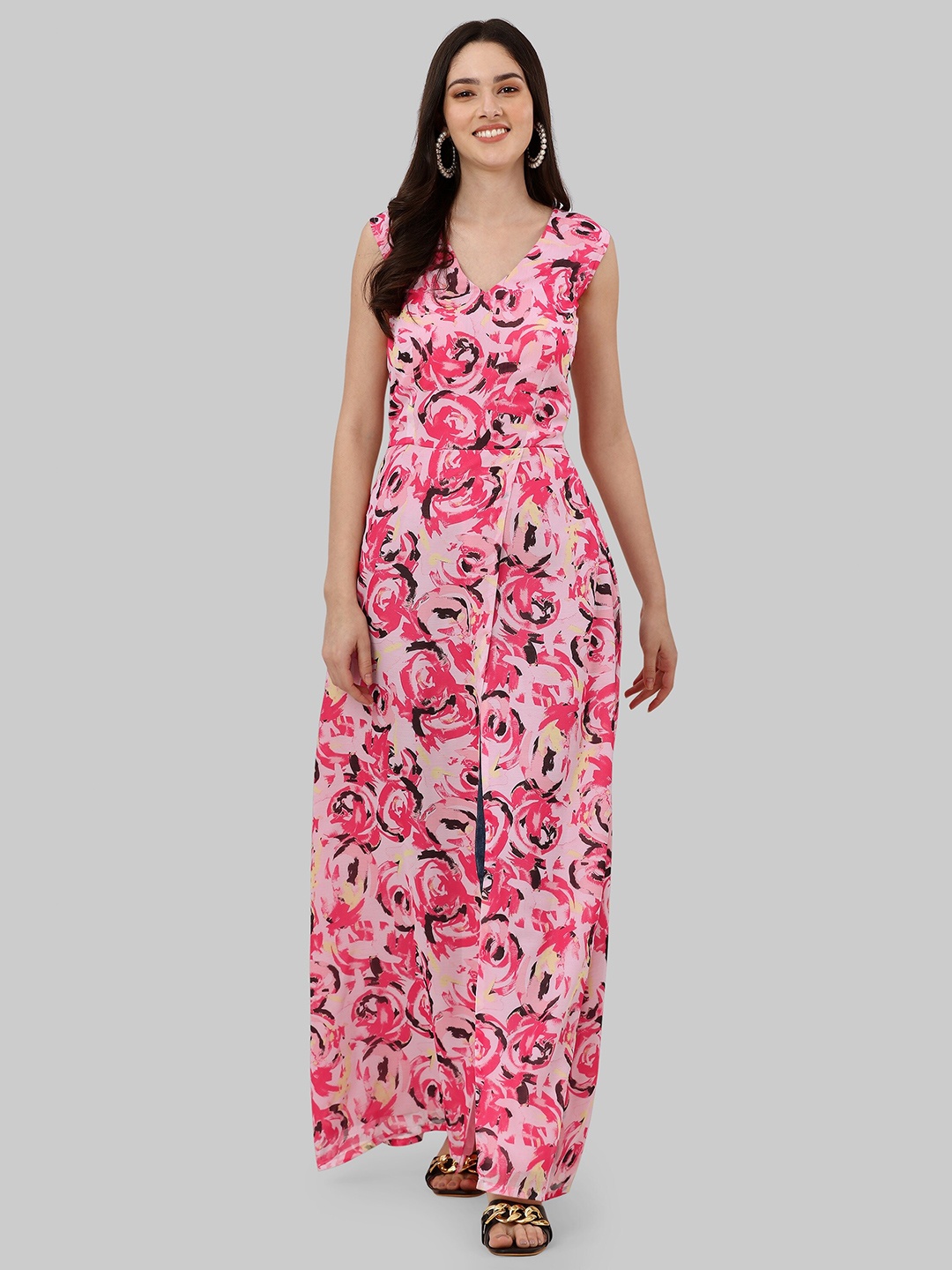 

ASPORA Floral Crepe Maxi Dress, Pink