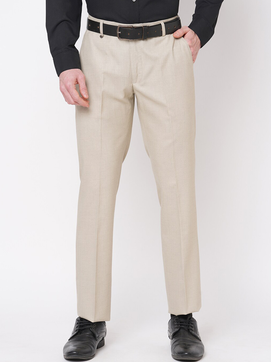 

Solemio Men Original Slim Fit Formal Trousers, Beige