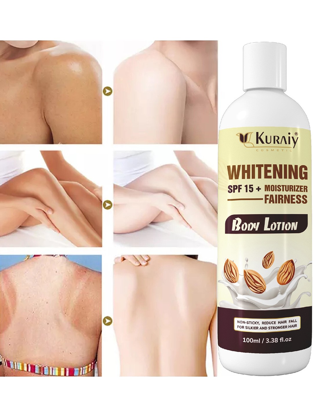

KURAIY Non-Sticky Moisturizing Almond Whitening Body Lotion -100ml, White