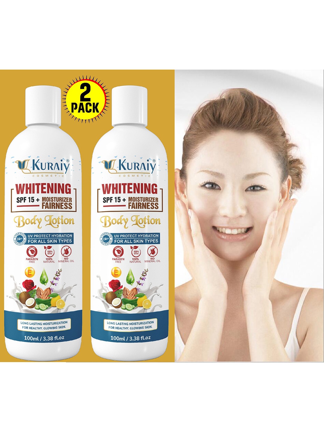 

KURAIY Set Of 2 Skin Brightening & Whitening Body Lotion - 100ml Each, White