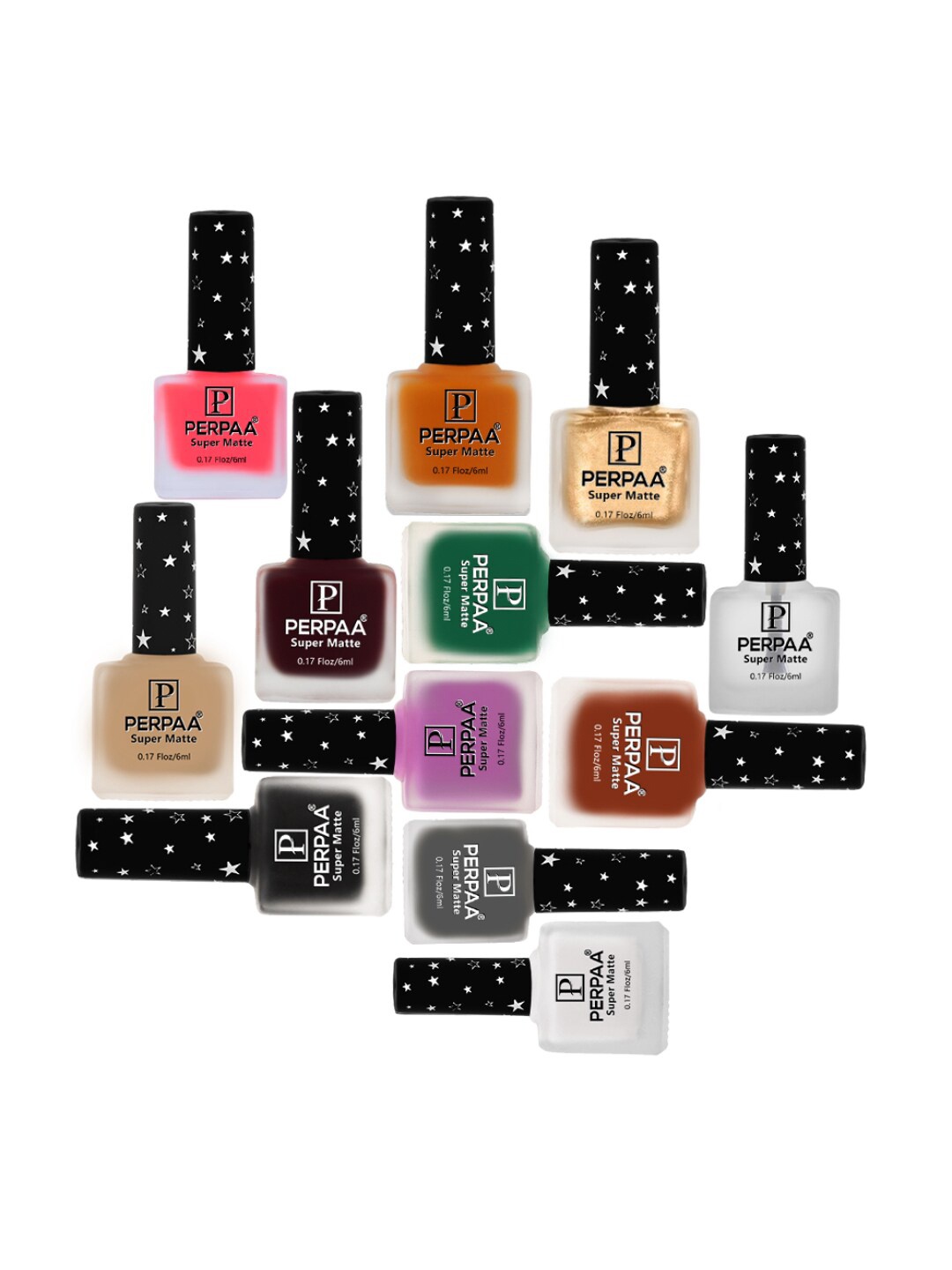 

PERPAA Set Of 12 Super Matte Quick-Dry & Long Lasting Nail Polish 6ml Each - Combo 34, Green