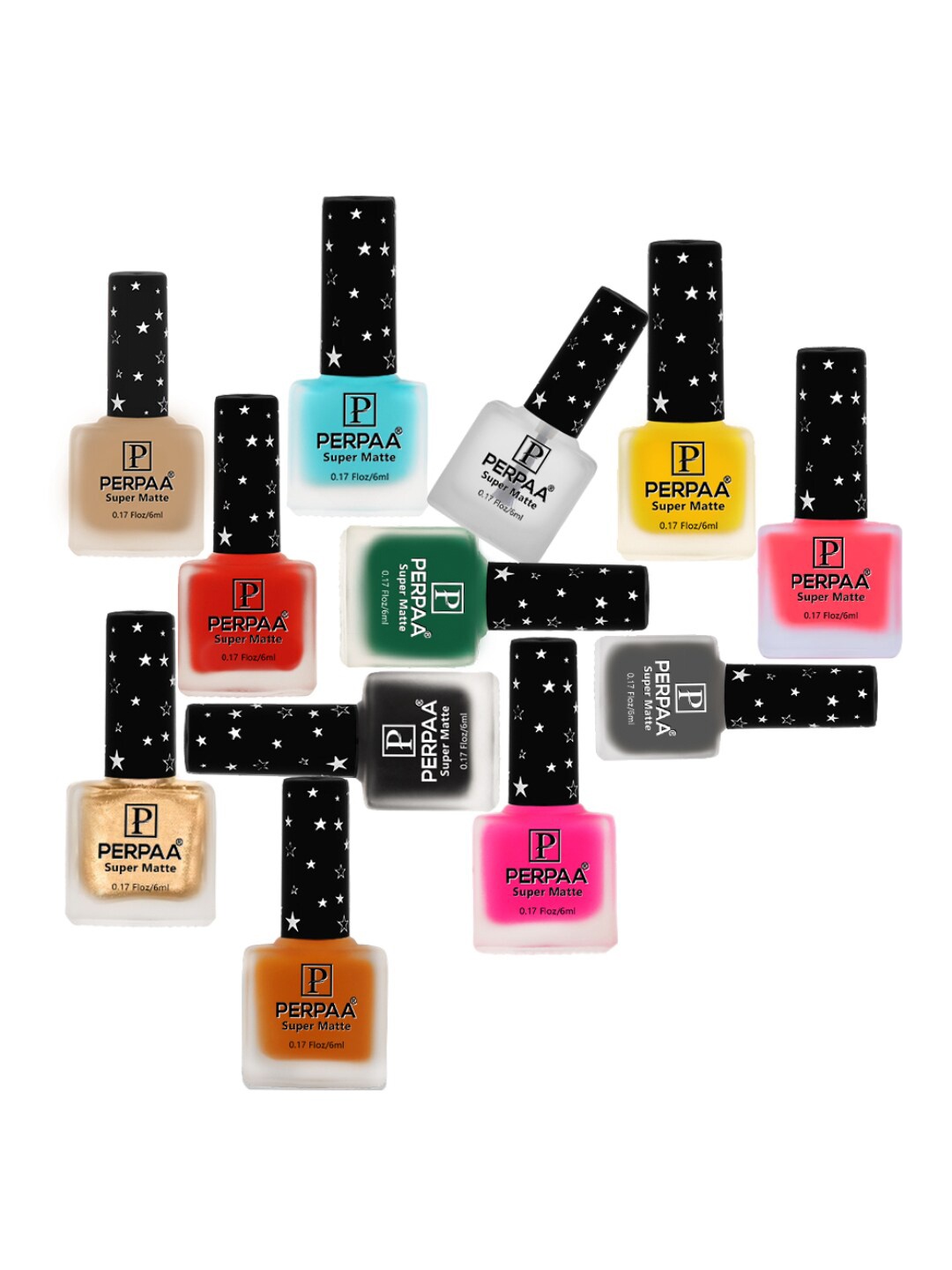 

PERPAA Set of 12 Super Matte Quick-Dry & Long Lasting Matte Nail Polish 6ml each- Combo 32, Multi