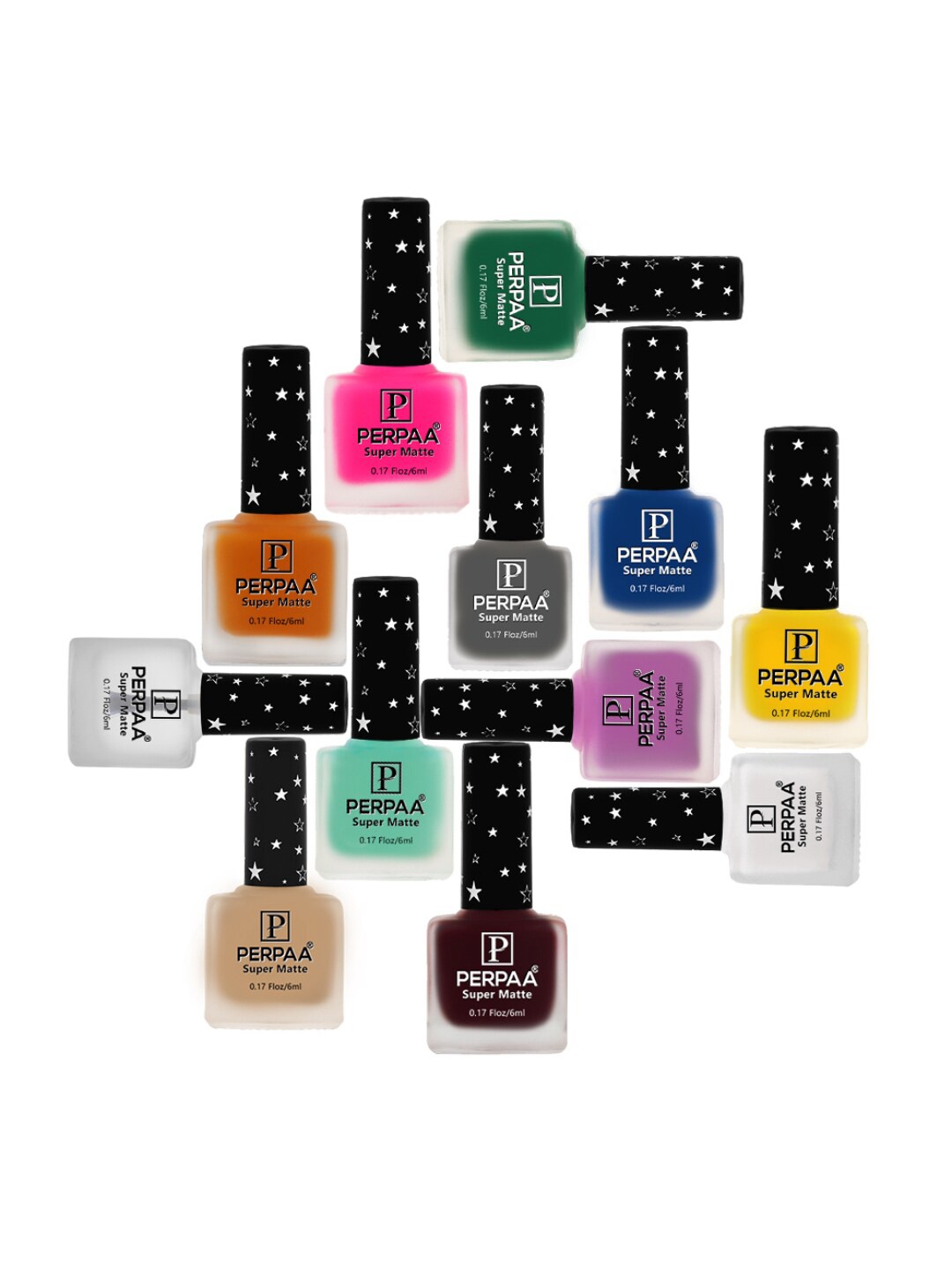 

PERPAA Set of 12 Super Matte Quick-Dry & Long Lasting Matte Nail Polish 6ml each- Combo 39, Multi