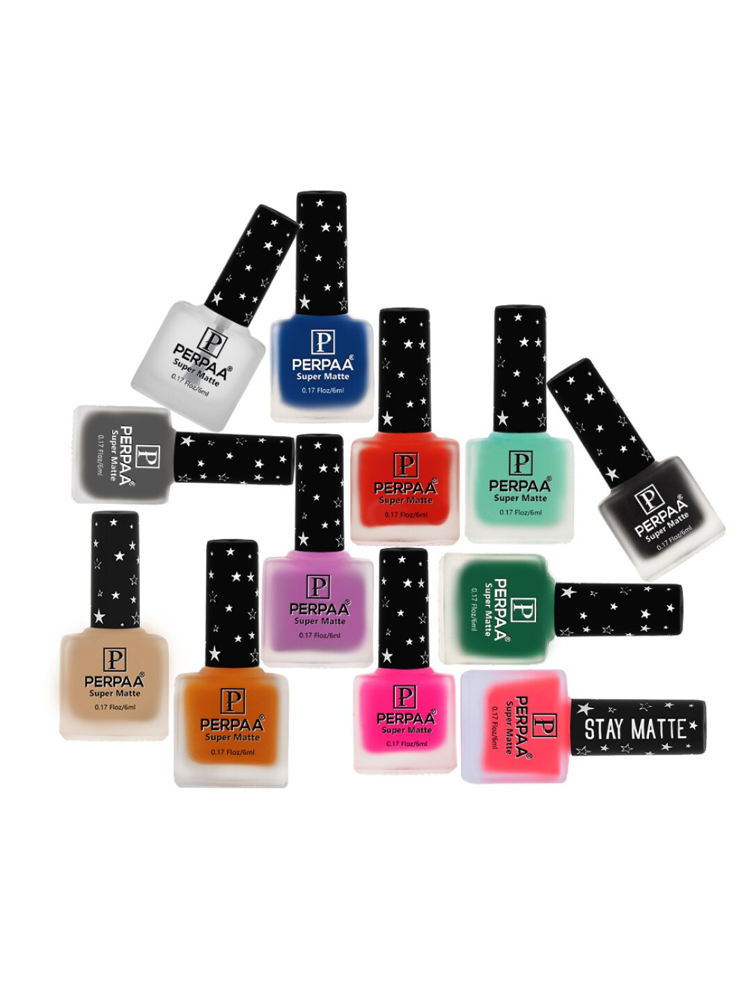 

PERPAA Set of 12 Super Matte Quick-Dry & Long Lasting Matte Nail Polish 6ml each- Combo 29, Multi