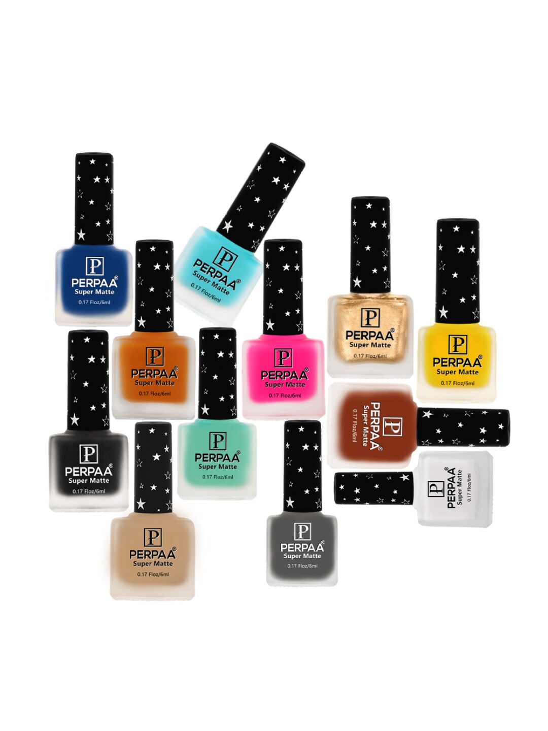 

PERPAA Set of 12 Super Matte Quick-Dry & Long Lasting Matte Nail Polish 6ml each- Combo 38, Multi