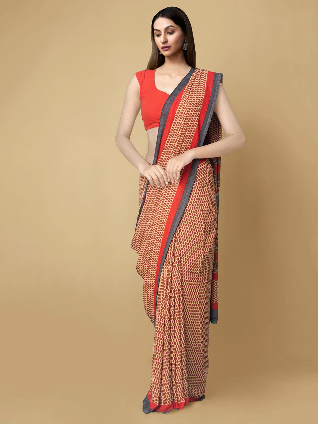 

Unnati Silks Paisley Kovai Saree, Brown
