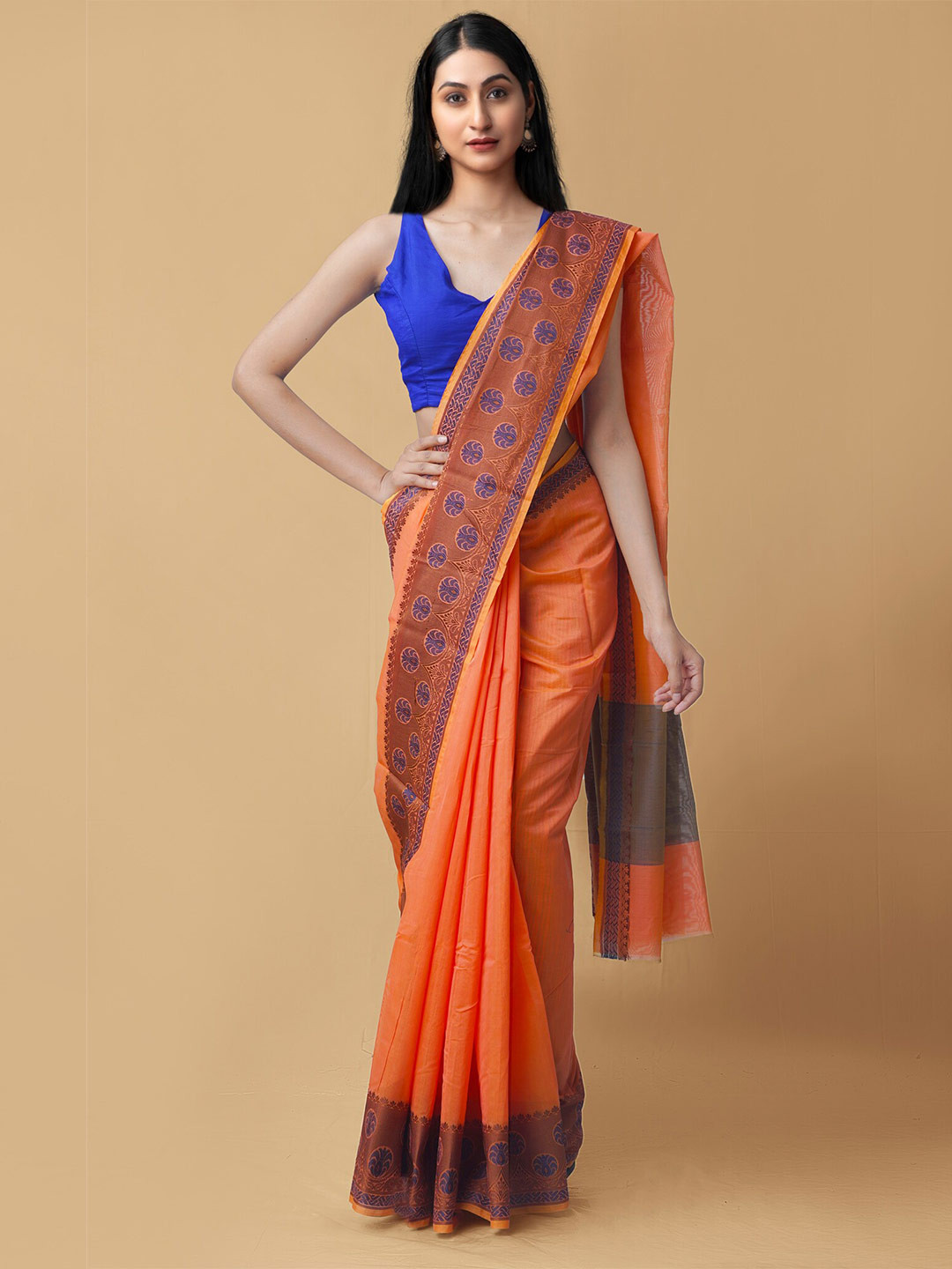 

Unnati Silks Zari Baluchari Saree, Orange