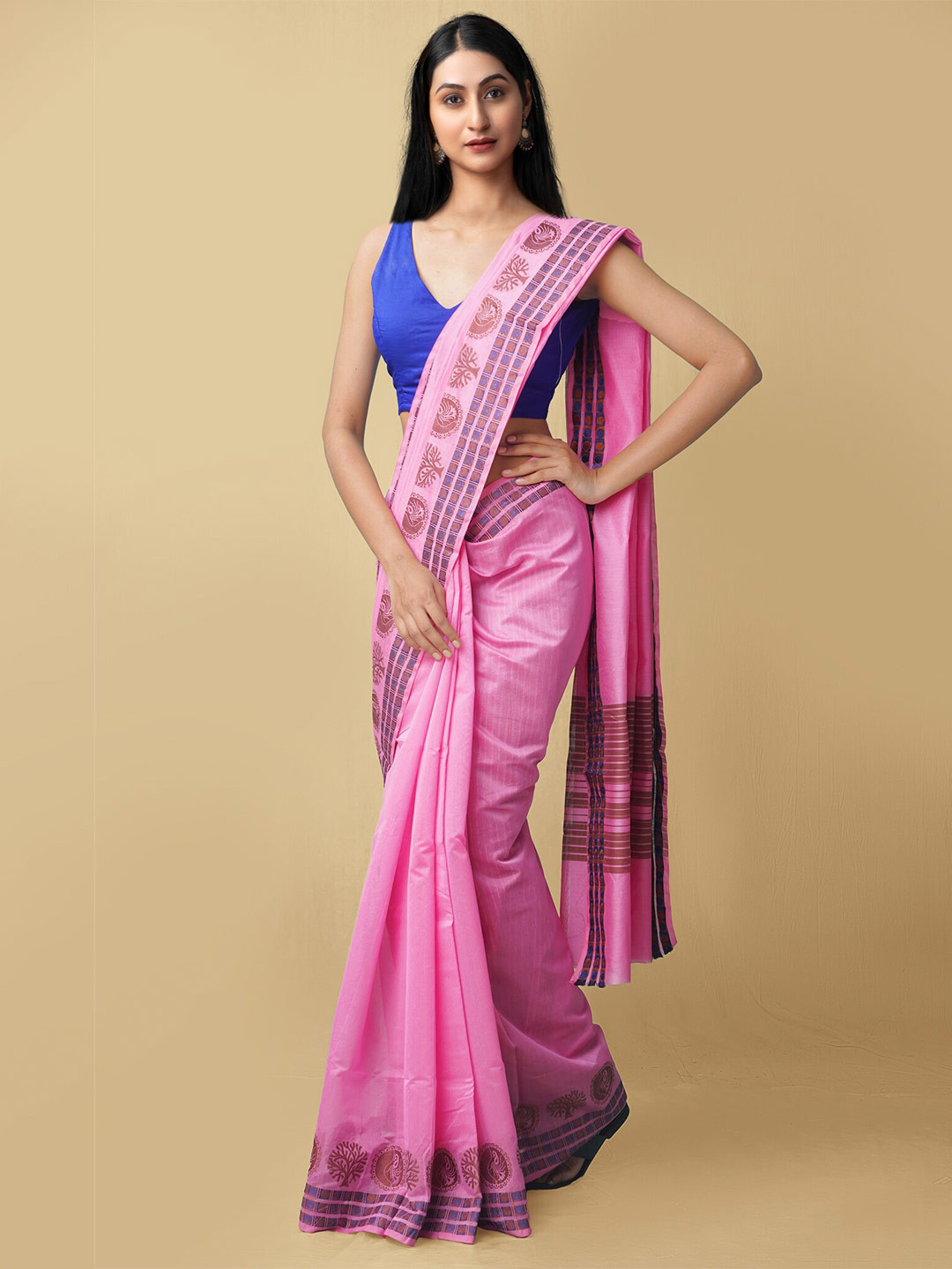 

Unnati Silks Zari Baluchari Saree, Pink