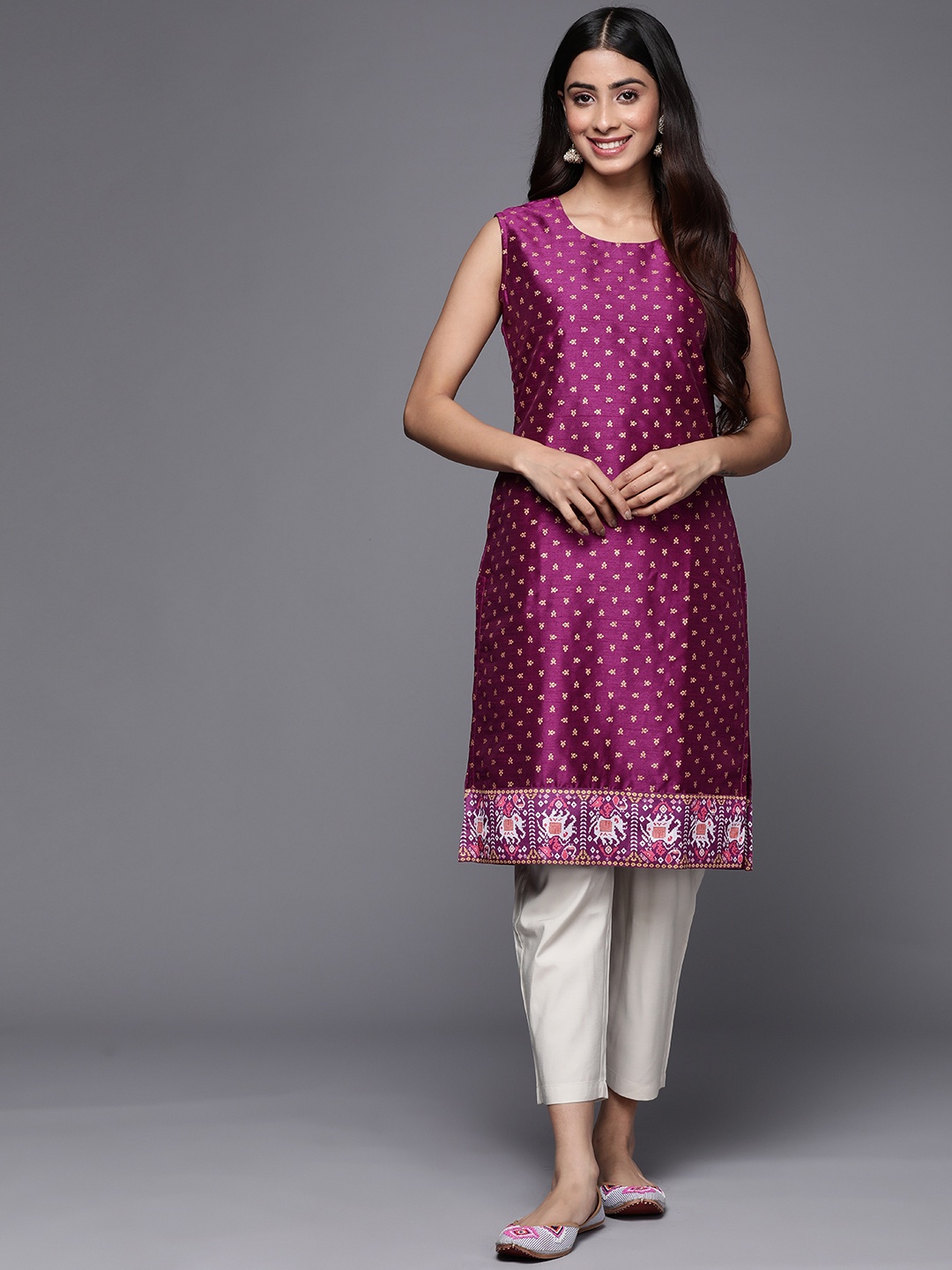 

Ahalyaa Ethnic Print Tunic, Purple