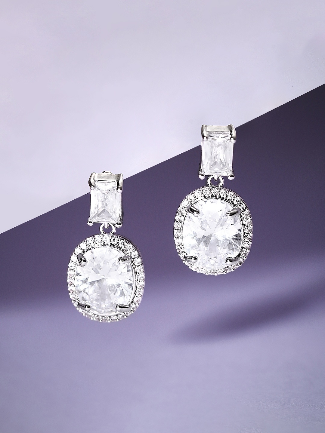 

Rubans Silver-Plated Circular Drop Earrings