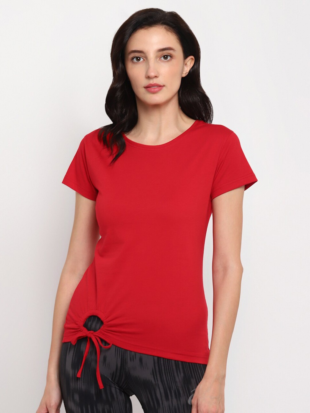

Appulse Women Solid Round Neck Cotton T-shirt, Red