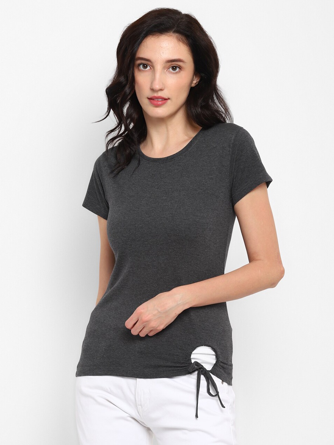 

appulse Women Cotton T-shirt, Charcoal