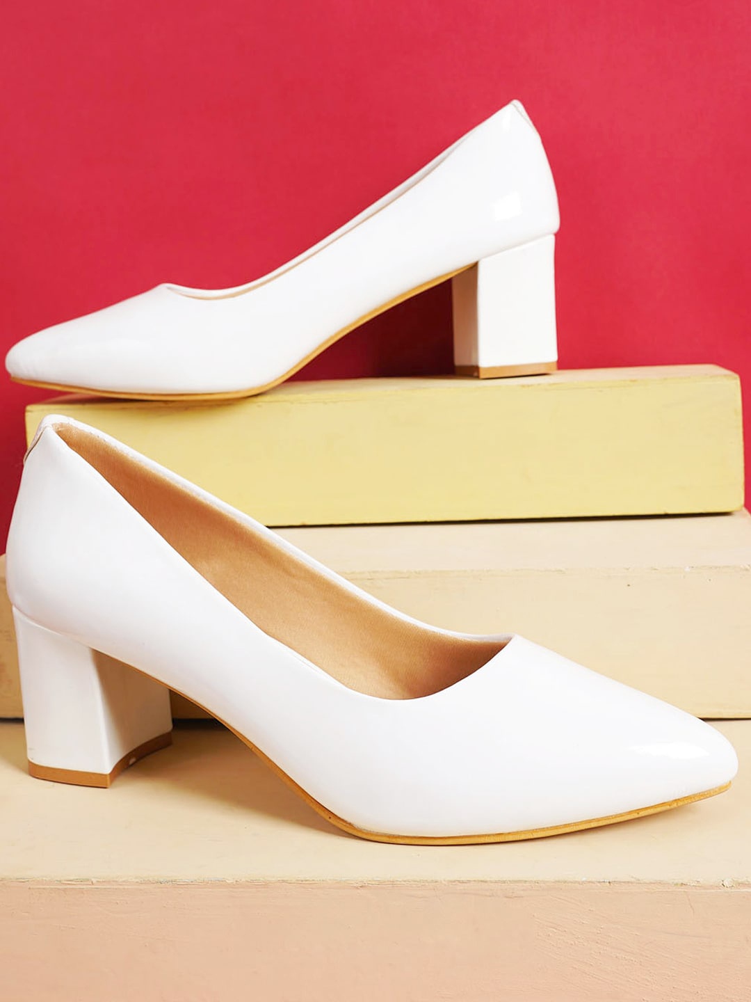 

Cogner Party Block Pumps, White