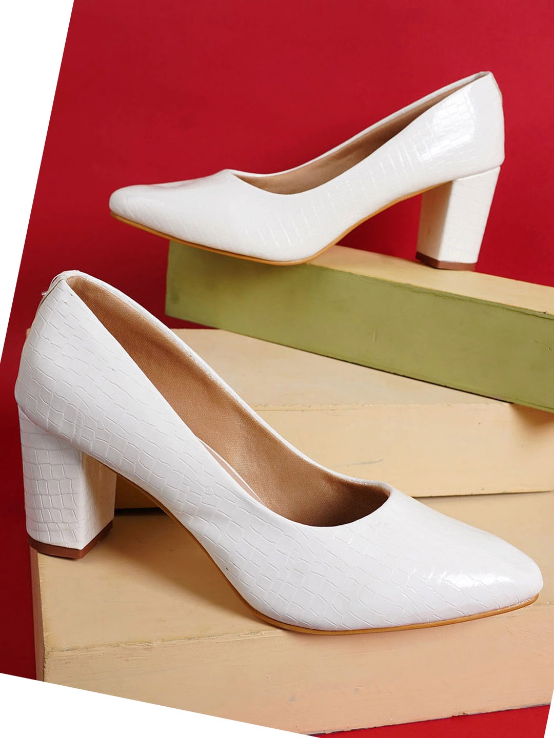 

Cogner Party Block Pumps, White