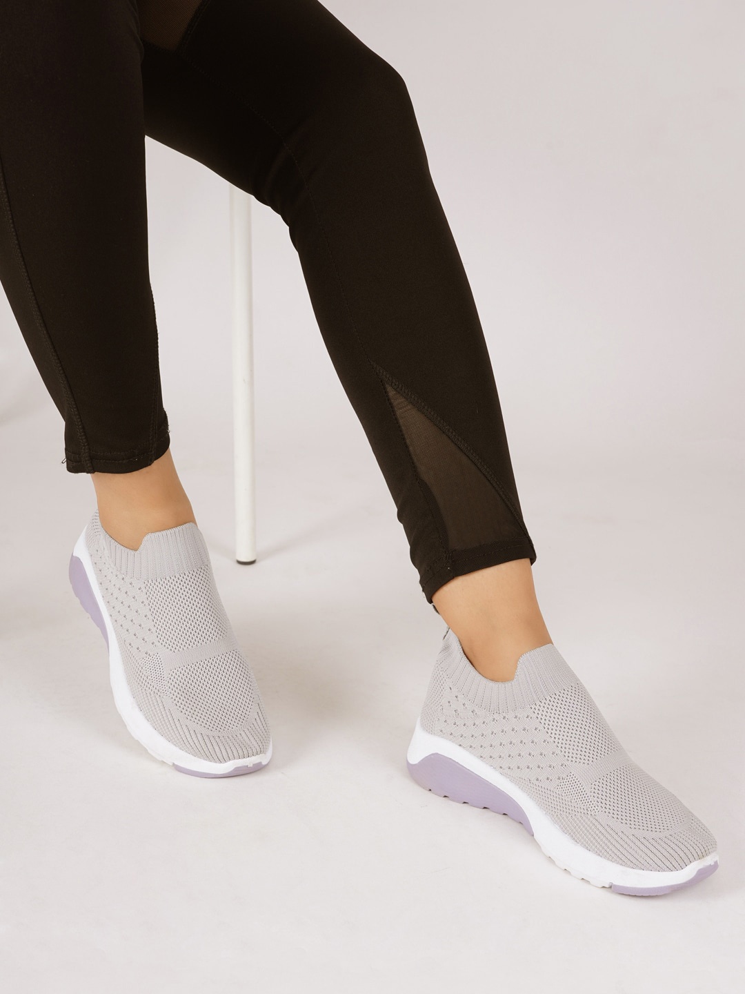 

Carlton London sports Women Woven Design Slip-On Sneakers, Grey