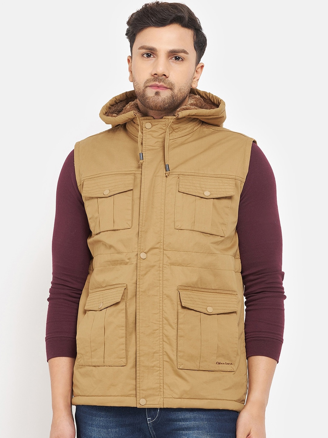 

Okane Men Plus Size Hooded Lightweight Tailored Jacket, Khaki