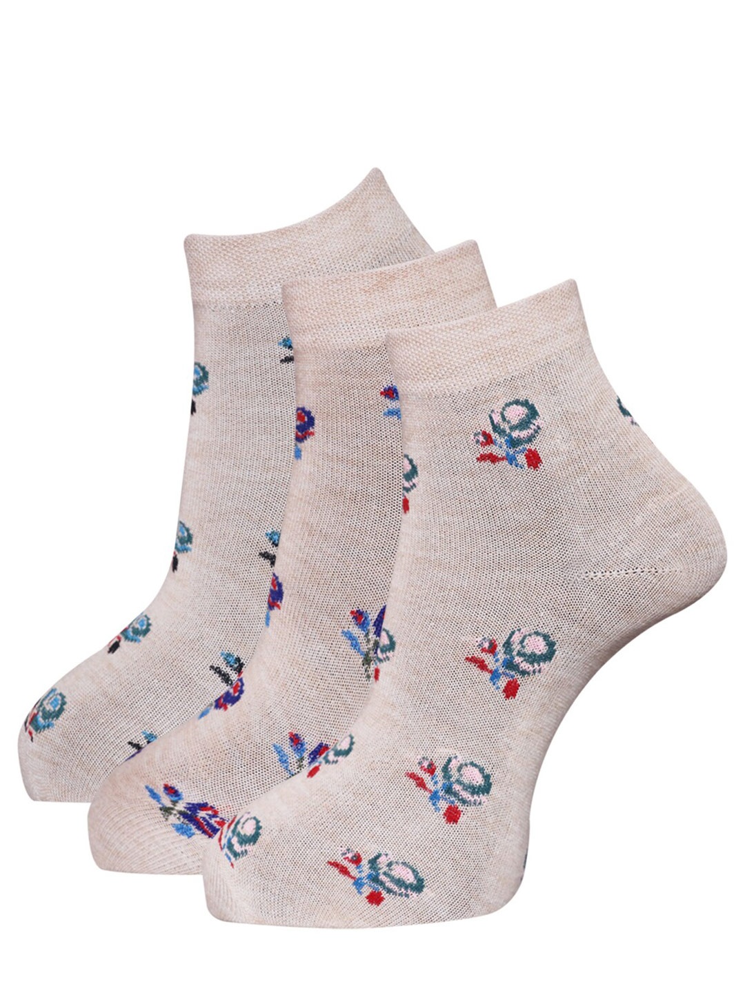 

Dollar Socks Women Pack Of 3 Patterned Ankle-Length Socks, Beige
