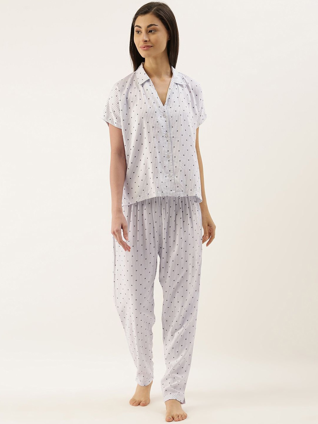 

Slumber Jill Women Printed Night suit, White