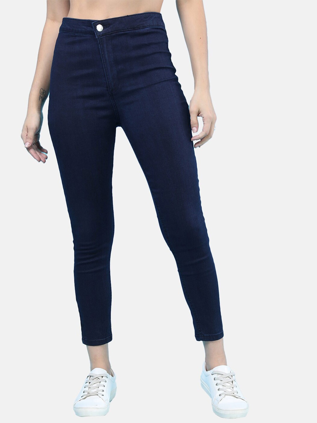 

Freehand by The Indian Garage Co Women Cotton Slim Fit Stretchable Jeans, Navy blue