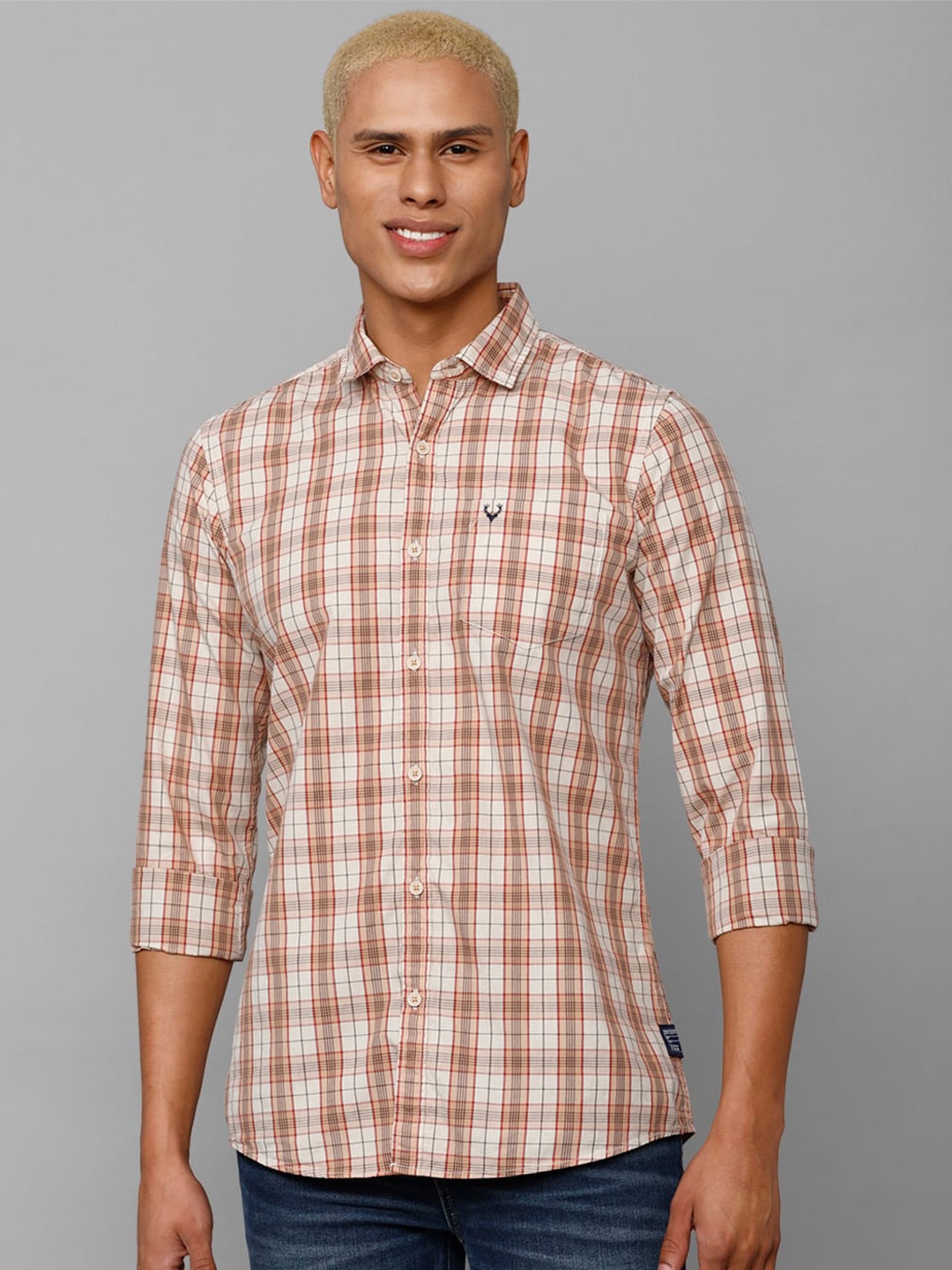 

Allen Solly Sport Men Tartan Checks Casual Pure Cotton Shirt, Orange