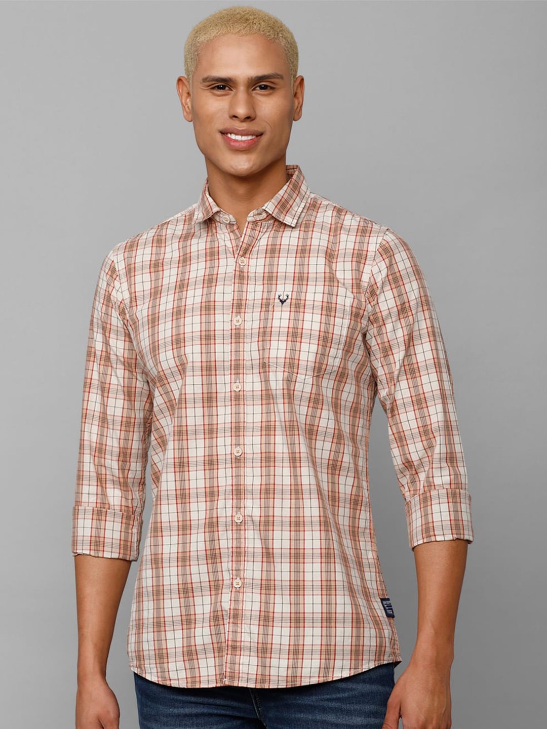 

Allen Solly Sport Men Checked Casual Pure Cotton Shirt, Orange
