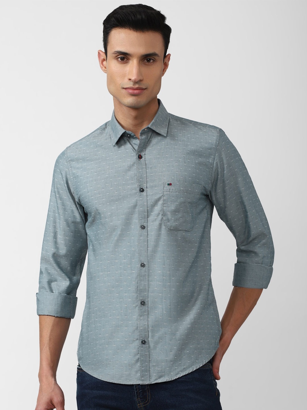 

Peter England Casuals Men Printed Slim Fit Casual Cotton Shirt, Grey