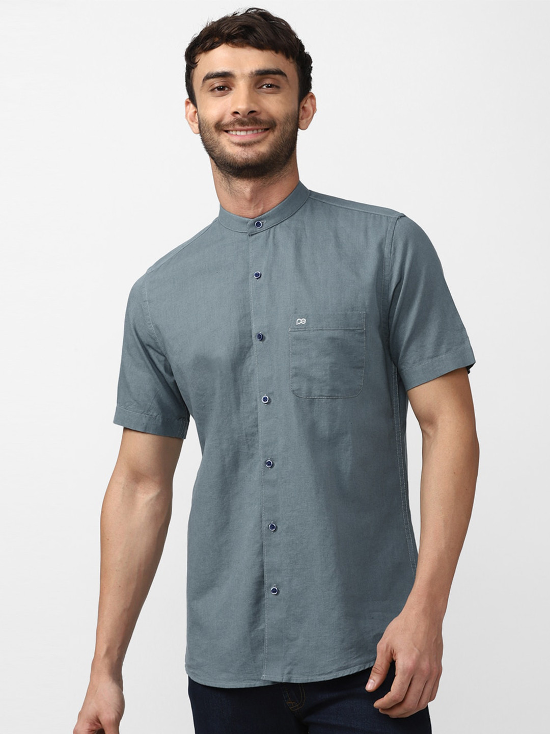 

Peter England Casuals Men Slim Fit Casual Shirt, Blue