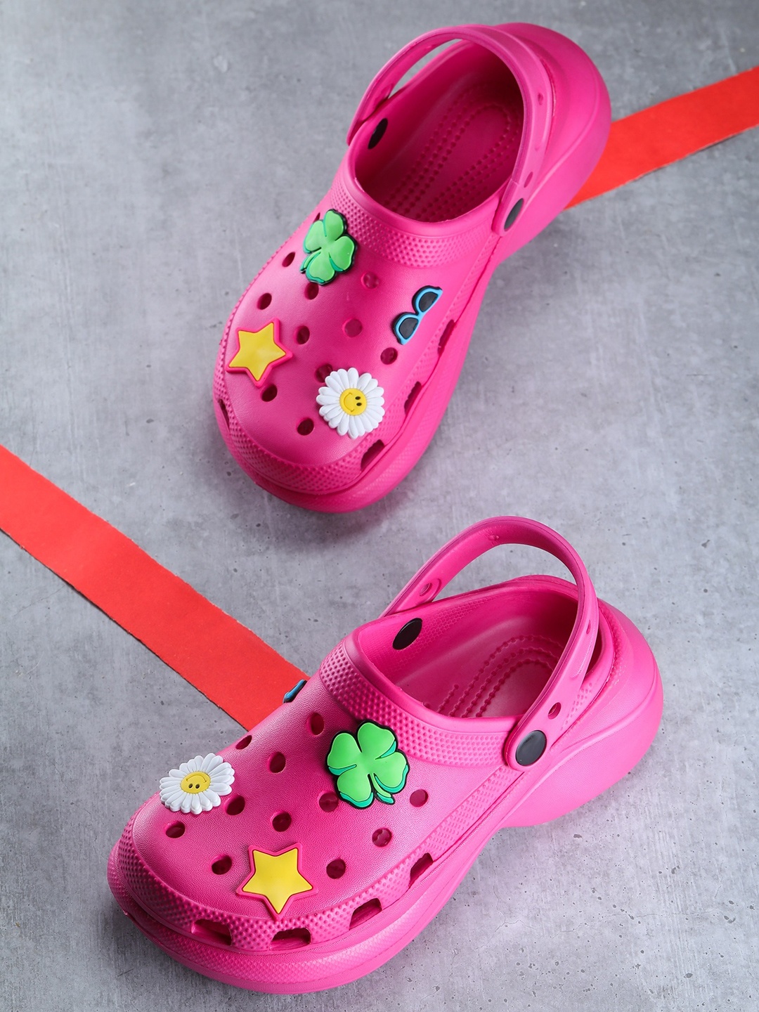 

Ego Women Self Design Rubber Clogs, Fuchsia