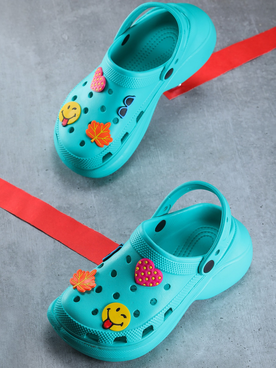 

Ego Women Self Design Rubber Clogs, Sea green