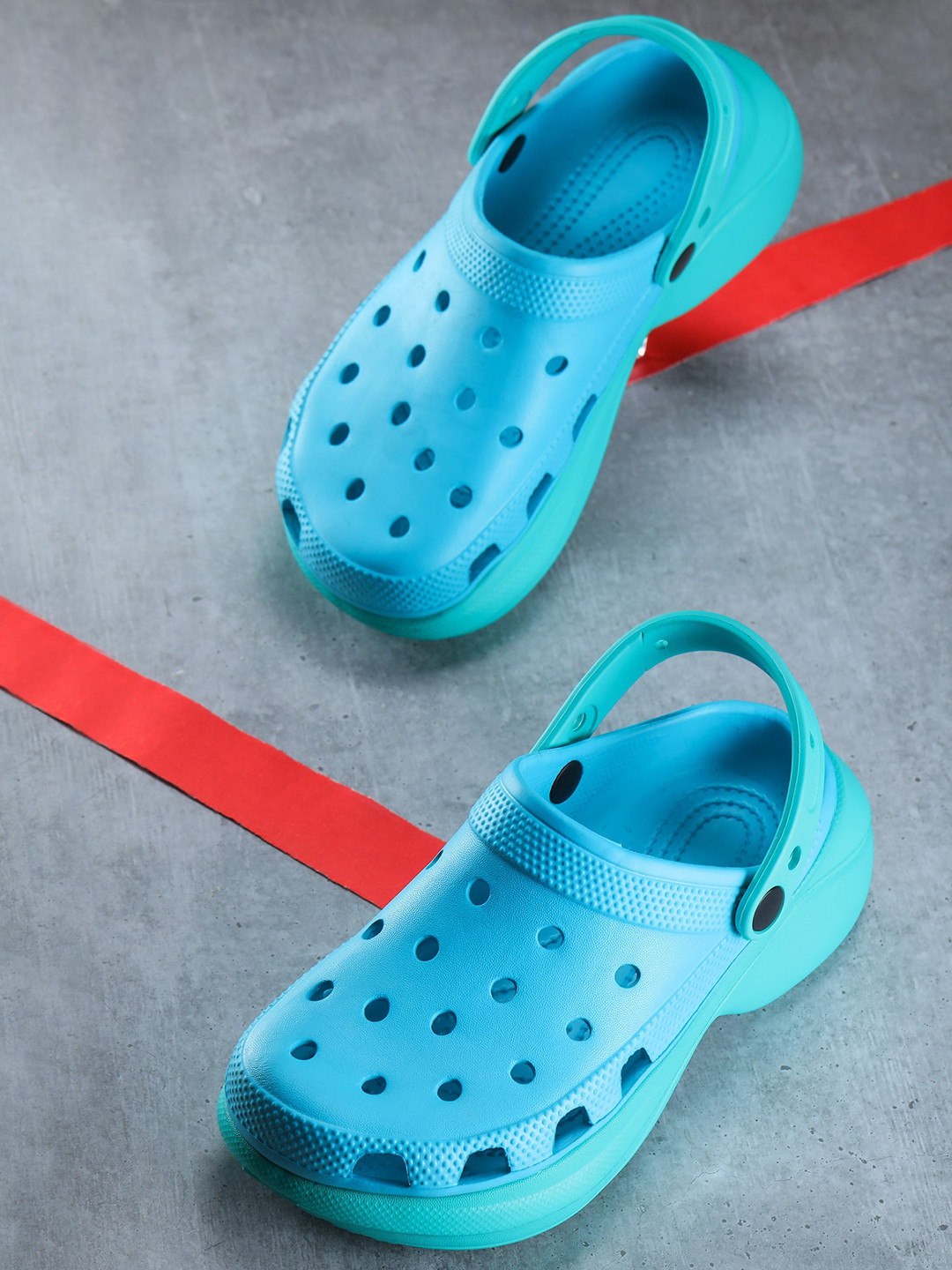 

Ego Women Slip On Colourblocked Rubber Clogs, Sea green