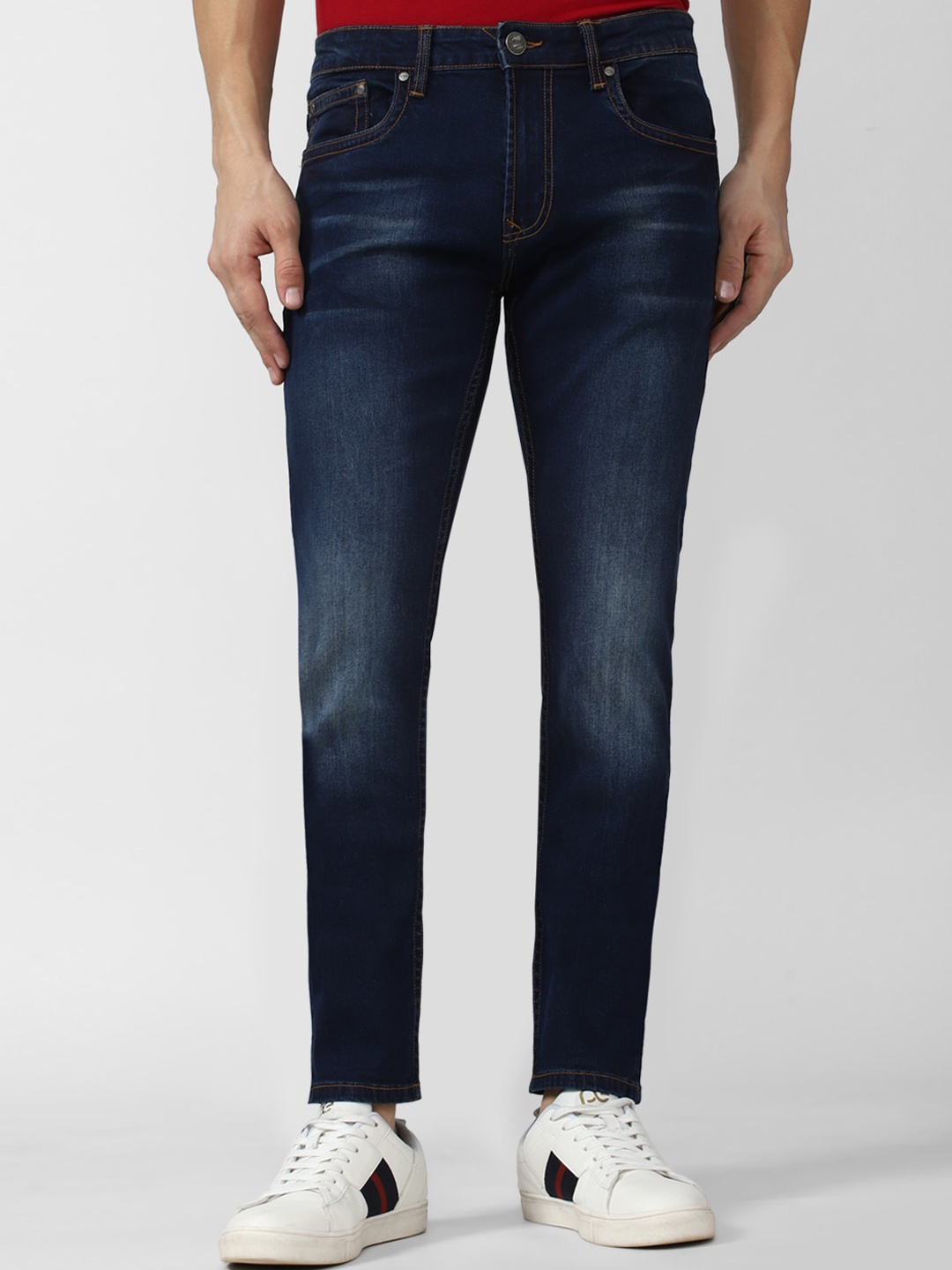 

Peter England Casuals Men Slim Fit Light Fade Cotton Jeans, Navy blue